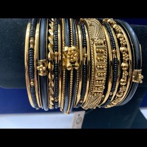 Amrita Singh Monte Carlo bangles in black and gold New with tags